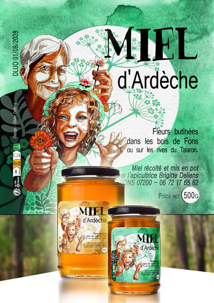 Étiquette de pot de miel